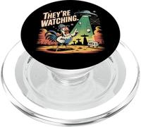 Chapeau humoristique en aluminium UFO Chicken Area 51 UAP PopSockets PopGrip pour MagSafe