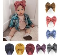 Chapeau Indien À Gros Noeud, Bandeau En Coton, Turban Élastique, Couleur Unie, Joli Noeud, Pour Nouveaux-Nés, Filles, 1 Pièce