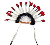 Chapeau Indien à Plumes pour Garçons et Hommes, Coiffe Amérindienne avec Carton et élastique (Couleur assortie)