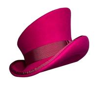 Chapeau intégral pour femme - Chapeau haut asymétrique en laine - Chapeau unisexe - Chapeau punk à vapeur - Chapeau haut de forme avec ruban décoratif - Chapeau d'hiver pour homme, rose vif, Taille