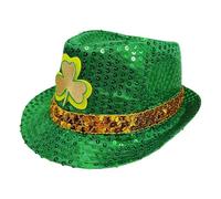 Chapeau irlandais pour adulte pour la Saint-Patrick, nylon avec paillettes, 0,2 Lb | Bonnet pliable vert irlandais, cet élégant accessoire de festival unisexe convient aux adultes