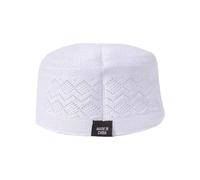 Chapeau Kufi ethnique musulman confortable en coton respirant pour homme avec design creux pour adulte usage quotidien casquette crâne, blanc, L