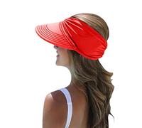 Chapeau large à visière pour femme, Rouge, Taille unique
