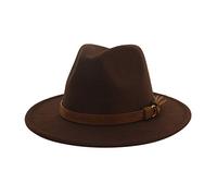 Chapeau large avec boucle de ceinture réglable pour homme et femme, café, Taille unique