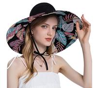 Chapeau Large Bord Femme Pliable Capeline Plage Chapeau Réversible Jardinage Randonnée Noir