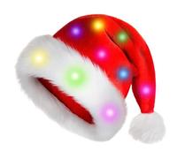 Chapeau lumineux de Noël en peluche douce - Chapeau de cosplay classique de Noël pour adultes,