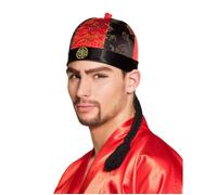 Boland - Chapeau mandarin 04219 - avec cheveux - Noir/Rouge - Taille unique