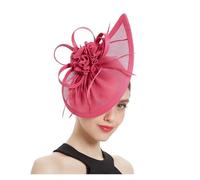 Chapeau Mariage Chapeau bibi de mariage for femme, style vintage, idéal for un cocktail, thé ou une fête(Rose red)
