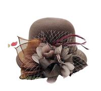 Chapeau mariage Chapeau Fedora classique à large bord avec ceinture en perles for homme et femme, casquette solide, idéal for l'hiver, le mariage, l'église ou jazz Chapeau mariage femme(Coffee)