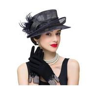 Chapeau Mariage Chapeaux bibi à dessus plat for femmes, élégants chapeaux de mariée avec plumes(BLUE)