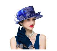 Chapeau Mariage Chapeaux bibi à dessus plat for femmes, élégants chapeaux de mariée avec plumes(Royal Blue)