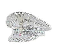 Chapeau marin étincelant avec strass et rivets cloutés pour femme, divers événements, spectacles, coiffe à paillettes pour fête, usage quotidien, chapeau de capitaine pour fête, festival de musique