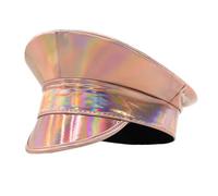 Chapeau marin scintillant pour femme en cuir PU avec dessus plat pour enterrement de vie de jeune fille, festival de musique, carnavals, costume de festival de musique