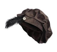 Chapeau Médiéval Pour Homme,Béret Costume Tudor À Plumes, Tour De Tête 62 cm | Couvre-Chef Médiéval Rétro Style Renaissance - Pour Cosplay, Bal Masqué, Fête Médiévale, Scène De Théâtre, Spectacle Hist