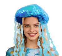 Chapeau Méduse Bleue - Coiffure Artisanale de Créature Marine pour Fêtes