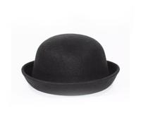 Chapeau melon Derby noir vintage à bord roulé pour homme et femme 56-58 cm
