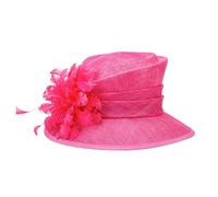 Chapeau melon élégant for femme avec plumes de fleurs, idéal for un mariage, cocktail, goûter ou une visière(Rose Red)