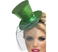 Chapeau Mini Pour Femmes En Paillettes Sur Bandeau Alice Vert Par Smiffys