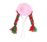 Chapeau miniature avec longues tresses pour perroquets calopsittes petits animaux de compagnie accessoires de costume de hamster doux chapeau d'animal miniature pour petit animal de compagnie