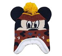 Chapeau Motif Péruvien Mickey Mouse Disney Bonnet d'hiver avec cache-oreilles pour enfants, Orange, 48-49