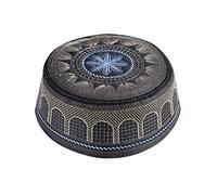 Chapeau Musulman Islamique Bonnet Prière pour Hommes Calotte de Prière Plat Respirant Casquette Namaz Kufi en Coton Broderie Couvre-chef Bonnet Ronde pour Eid Ramadan Prier Eid Chapeau de Prier