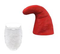 Chapeau Nains Jardin Adulte Enfant, Sourcils Barbe Blanche, Accessoire Costume pour Homme Femme Chapeaux Gnome Lutin Bonnet Nain Rouge Doux, Elfe Noël Halloween Cosplay Carnaval Fête