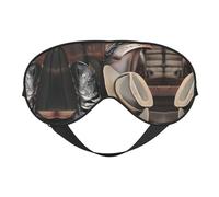 Chapeau noir de cowboy Western Boots Masque doux pour les yeux, imprimé sur toute la surface, 96 % polyester, 4 % élasthanne