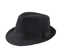 Chapeau noir pour homme Manhattan structuré Gangster Trilby Fedora Jazz Cap Floppy Panama Chapeau Gentlemans Flat Hat