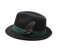 Chapeau Oktoberfest - Chapeau bavarois | Trilby Ĥat - Pour hommes, noir avec noeud vert, design en feutre élégant, idéal pour l'Oktoberfest, les festivals de bière, carnavals et soirées à thèm