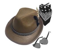 Chapeau Oktoberfest - Chapeau Fedora Oktoberfest 1 ensemble avec mouchoir et lunettes en cuir synthétique | Accessoires de déguisement de l'Oktoberfest, chapeau bavarois allemand pour
