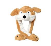 Chapeau Oreilles Chien avec des Oreilles Mobiles,Chien Chapeau Oreilles en Mouvement,Drôle Peluche Cadeau d'anniversaire Jouet avec Appuyant sur Le Bonnet des Animaux Cosplay Femme Fille Enfant