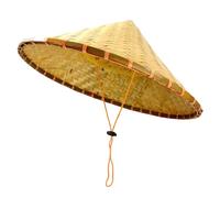 Chapeau oriental chinois en bambou - Chapeau de soleil fait à la main - Chapeau de paille tressé - Chapeau de pluie pour tourisme - Accessoires de danse - Chapeau de riz - Jaune, Comme indiqué sur la