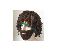Chapeau original et amusant, perruque et barbe faites main, style rasta, tricoté en laine, idéal pour
