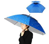 Chapeau parapluie double couche pour homme et femme, casquette de parapluie pliable avec bandeau réglable pour la pêche, le camping, la randonnée, bleu,