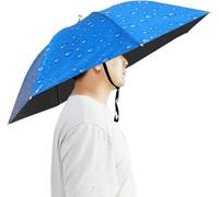 Chapeau parapluie mains libres pliable de 94 cm avec sangle réglable pour la pêche, le golf, le camping et les activités de plein air, Goutte d'eau bleue