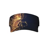 Chapeau pare-soleil imprimé ours noir pour homme et femme, casquette de sport, chapeau de soleil de tennis réglable avec bandeau absorbant, Note de musique dorée avec étoile brillante tombée, taille