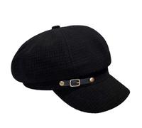 Chapeau pare-soleil noir tendance pour femme forme octogonale élégant bec de canard pour adultes tendance et amateurs de plein air Coiffure élégante, Noir , Taille unique