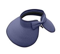 Chapeau pare-soleil pour femme à large bord - Visière de plage pliable - Chapeau de plage - Chapeau de plage enroulé - Bonnet de queue de cheval, Marine, taille unique