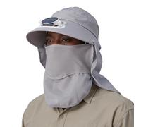 Chapeau pêche ventilé avec charge solaire, masque et cache-cou amovible