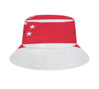 Chapeau Pêcheur Unisexe MotifSingapore Drapeau,Bob en Polyester Sergé Durable,Léger et Respirant,Protection UV pour Plage,Randonnée et Voyage,Red