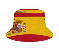 Chapeau Pêcheur Unisexe MotifSpain Drapeau,Bob en Polyester Sergé Durable,Léger et Respirant,Protection UV pour Plage,Randonnée et Voyage,Yellow