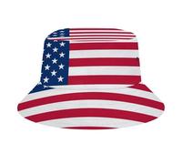Chapeau Pêcheur Unisexe MotifUnited States Drapeau,Bob en Polyester Sergé Durable,Léger et Respirant,Protection UV pour Plage,Randonnée et Voyage,White