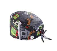 Chapeau Pere Noel, Casquette de Travail Bandeau Bouffant Turban Chapeau Boutons Attache arrière réglable (Black, One Size)