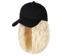 Chapeau Perruque Casquette de baseball perruque courte bouclée synthétique casquette de baseball cheveux perruque naturel noir tricot chapeau perruques naturellement synthétique réglable Perruques De