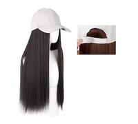 Chapeau Perruque Longue ligne droite chapeau perruque point culminant cheveux perruques naturel connecter synthétique casquette de Baseball cheveux perruque chapeau perruque réglable for les femmes Pe