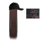 Chapeau Perruque Longue ligne droite chapeau perruque point culminant cheveux perruques naturel connecter synthétique casquette de Baseball cheveux perruque chapeau perruque réglable for les femmes Pe