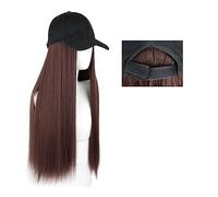 Chapeau Perruque Longue ligne droite chapeau perruque point culminant cheveux perruques naturel connecter synthétique casquette de Baseball cheveux perruque chapeau perruque réglable for les femmes Pe