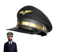 Chapeau pilote - Capitaine de la compagnie aérienne | Chapeau capitaine Air Force en polyester avec emblème Aviateur | Accessoires de costume de pilote sur le thème de la compagnie aérienne pour les