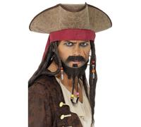 Chapeau Pirate Marron Avec Dreadlocks de Caraïbes Accessoire Déguisement Hommes