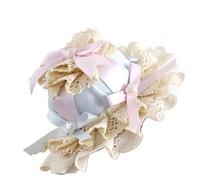 Chapeau plat pour femme Lolita bleu rose avec tasse de gâteau sucré dessert Kc Cosplay tasse à thé fête chapeau plat (chapeau haut-de-forme rond)